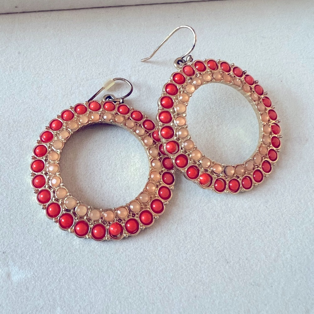 Orange & Gold Circle Dangling Earrings